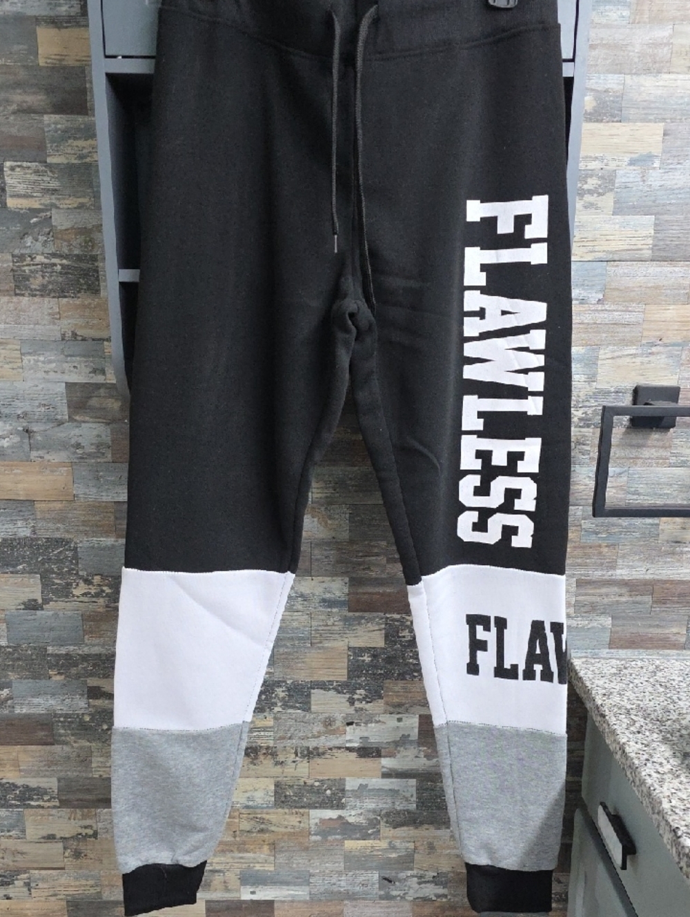 Flawless Colorblock Black & White Jogger Track Pants
